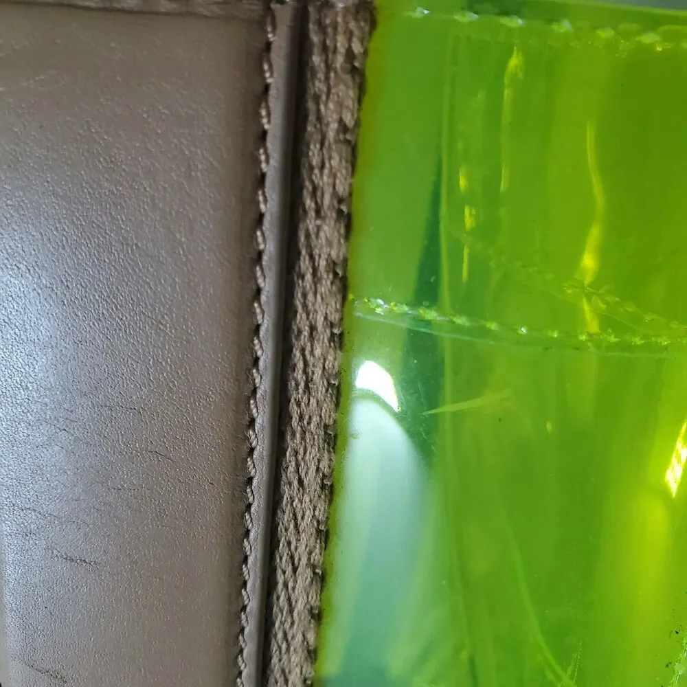 Rare Tory Burch Jesse Leather Clear Neon Yellow Dbl Handle Bag Mini Tote